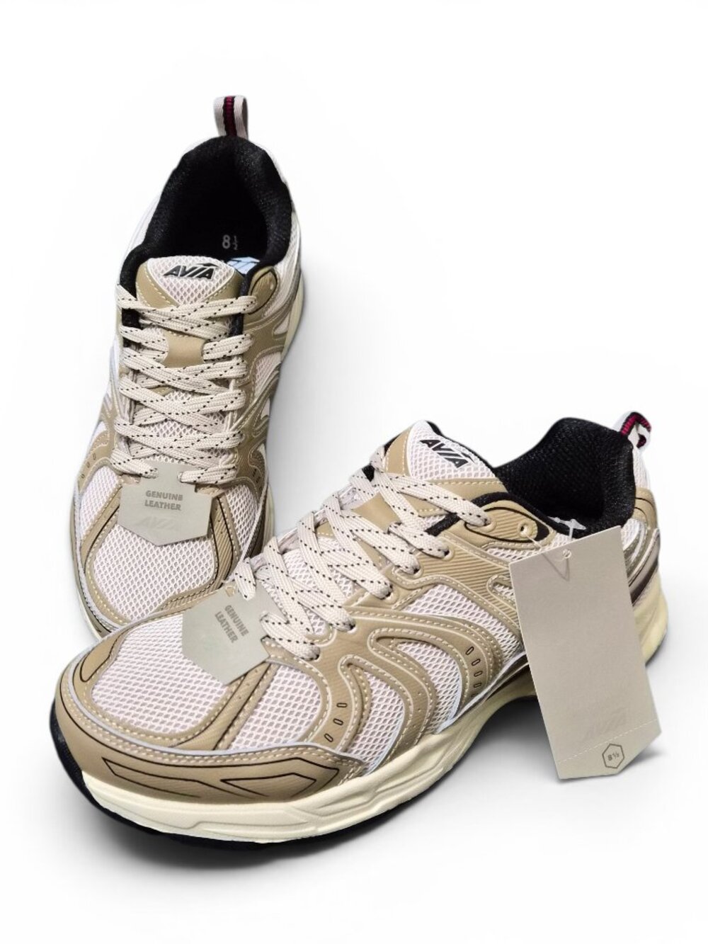 NWT Avia Men's Impact Sneakers Mesh Leather Size 8-12 Taupe Color Lightweight